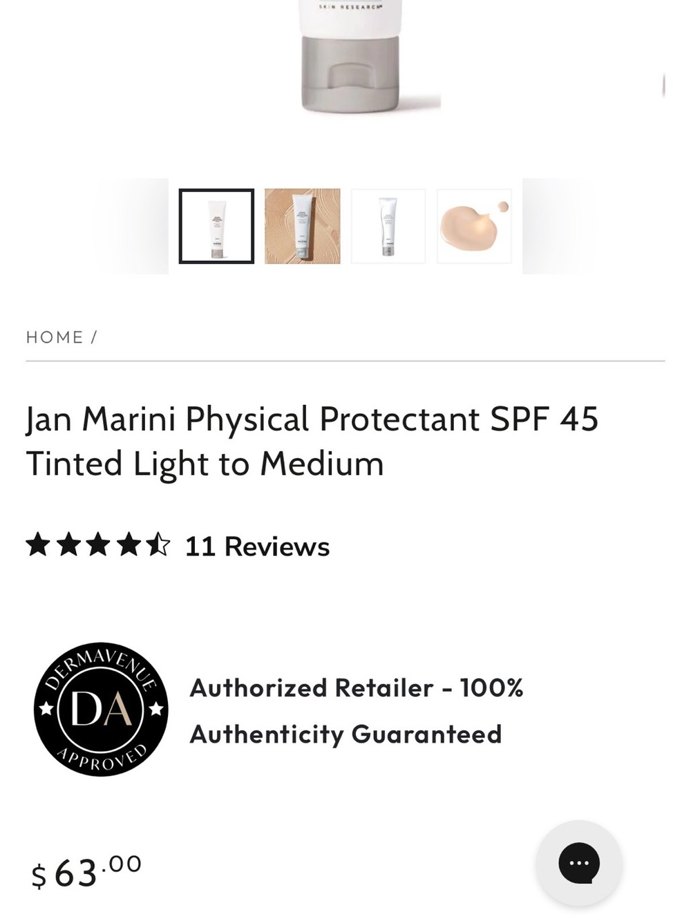 Marini Physical Protectant Tinted SPF 45 - White - Picture 3 of 5